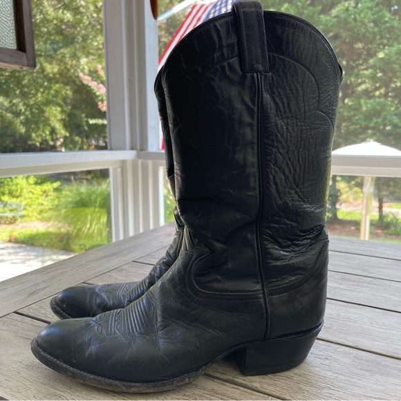 Tony Lama Vintage Black Western Cowboy Boots Men’s Size 12 - Picture 1 of 12